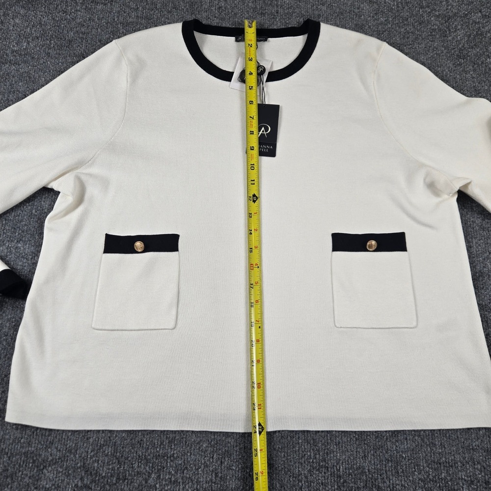 Adrianna Papell Sweater Womens XL Ivory New Long Sleeve Gold Button Pockets nwt - Picture 5 of 8